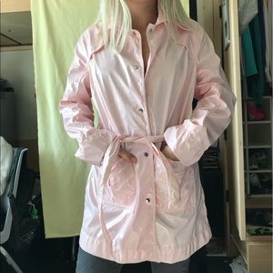 Pink patent leather style raincoat